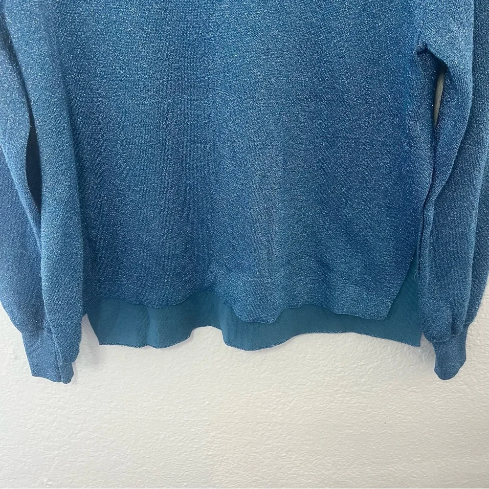 J. Crew Metallic Blue Crewneck Sweater Size Small
